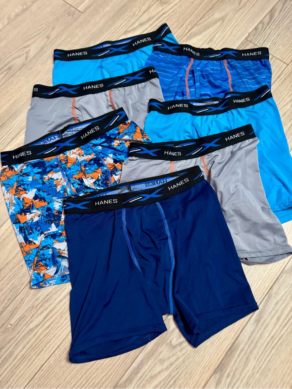 Hanes boys Performance Boxer Briefs - Blue/Gray/Turquoise Multi-Pack